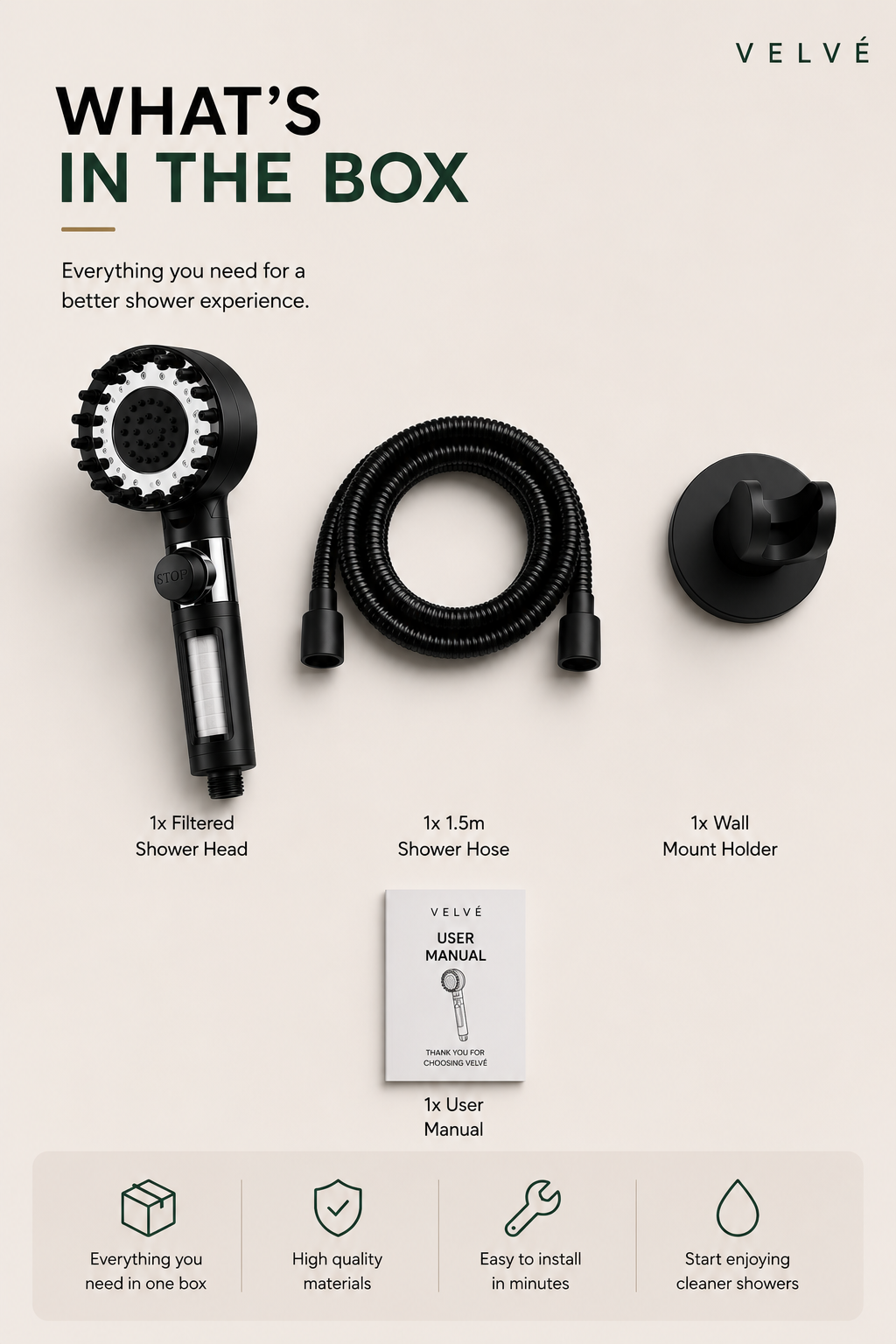 Velvé Pure Filtered Showerhead | Cleaner Water. Stronger Pressure.