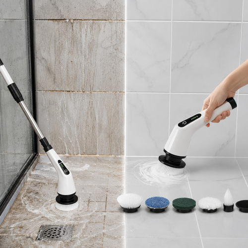 Velvé Pro 8-in-1 electric spin scrubber with interchangeable cleaning heads