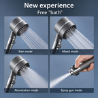 Velvé Pro showerhead four spray modes: Rainfall, Mixed, Mist / Atomization and Jet / Spray Gun