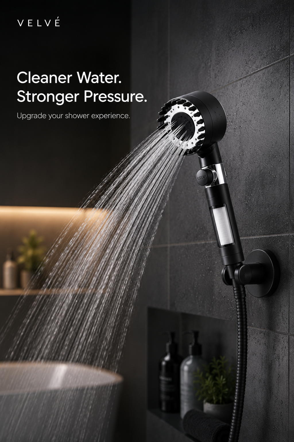 Velvé Pure Filtered Showerhead | Cleaner Water. Stronger Pressure.